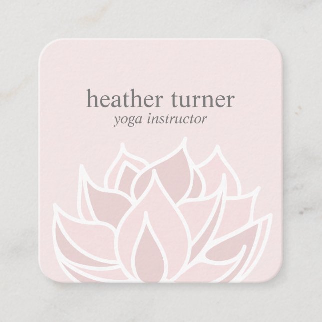 Pink Lotus wellness spa massage yoga  Square Business Card (Front)