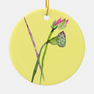 Pink Lotus Zen flower Buddhist Art Ceramic Tree Decoration