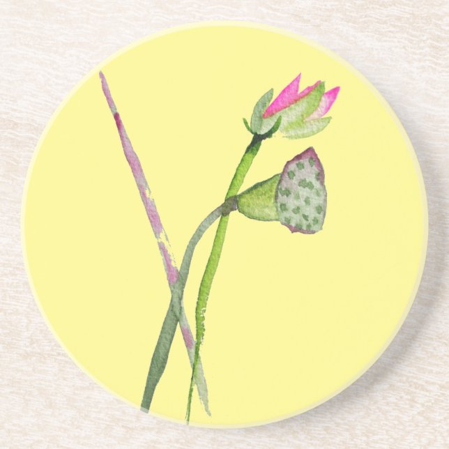 Pink Lotus Zen flower Buddhist Art Coaster (Front)