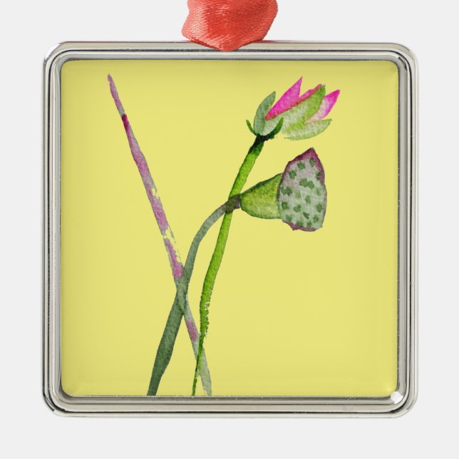 Pink Lotus Zen flower Buddhist Art Metal Tree Decoration (Front)