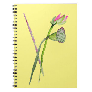 Pink Lotus Zen flower Buddhist art Spiral Notebook