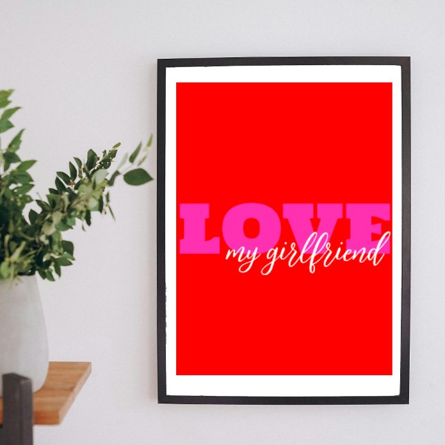 Pink LOVE ( add your text) Neon Red Valentine Gift Poster (Creator Uploaded)