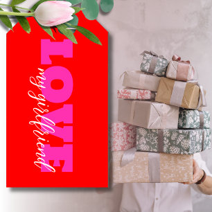 Pink LOVE ( add your text) Neon Red Valentine Gift Tags