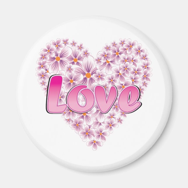 Pink Love and Daisies Magnet (Front)