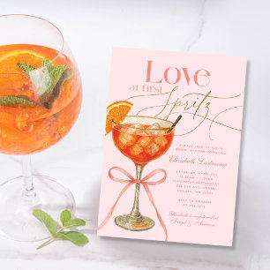 Pink Love at First Spritz Bridal Shower Invitation