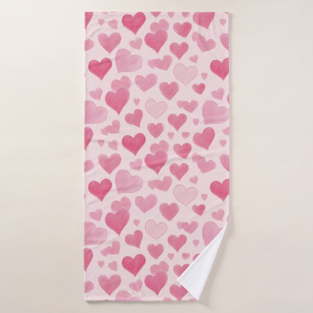 Pink Love Bath Towel Set (Bath Towel)