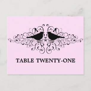 Pink Love Bird Swirls Table Number Postcard