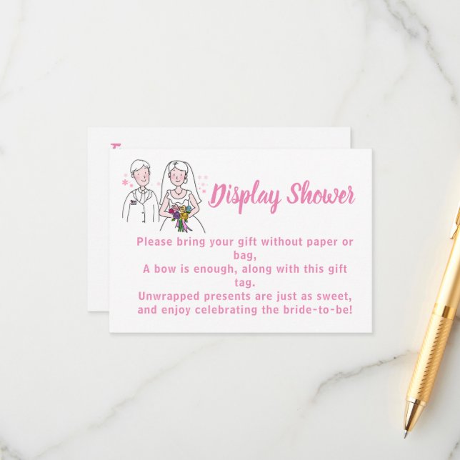 Pink Love Display Bridal Wedding Shower Enclosure Card (Front/Back In Situ)