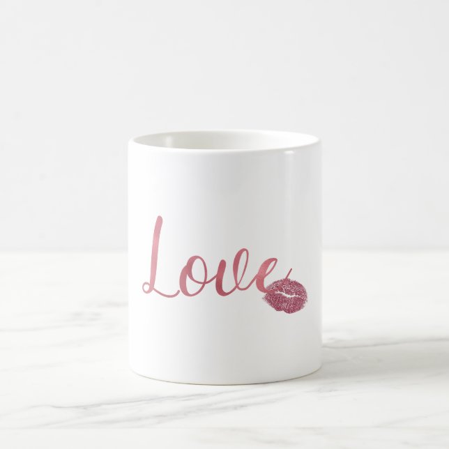 Pink Love Glitter Lips Coffee Mug (Center)