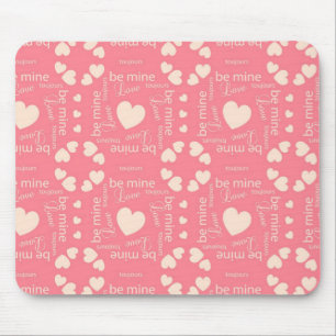 Pink Love Heart Be Mine Mouse Pad