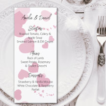 Pink Love Heart  Menu Card