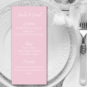Pink Love Heart  Menu Card