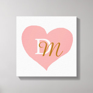 pink-love-heart monogrammed canvas print