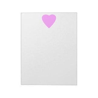 Pink love heart on white. notepad