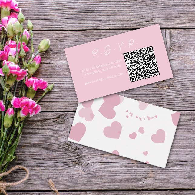 Pink Love Heart Online RSVP Note Card (Creator Uploaded)