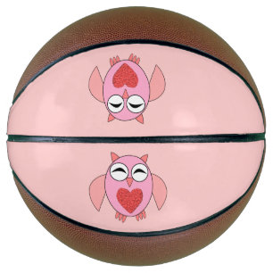 Pink Love Heart Owl Basketballs