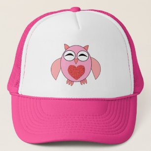 Pink Love Heart Owl Hat