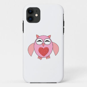 Pink Love Heart Owl iPhone Case