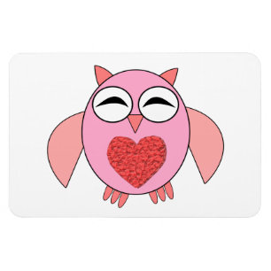 Pink Love Heart Owl Magnet