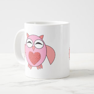 Pink Love Heart Owl Mug
