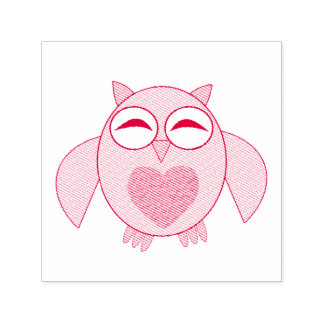 Pink Love Heart Owl Self Inking Stamp