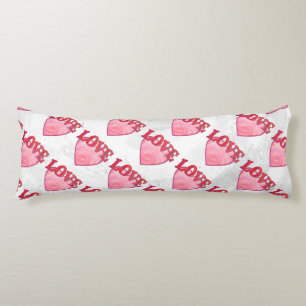 Pink Love Heart Pattern Body Cushion
