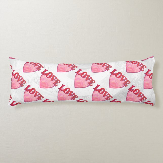 Pink Love Heart Pattern Body Cushion (Front)