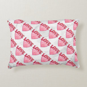 Pink Love Heart Pattern Decorative Cushion