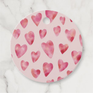 Pink Love Heart Pattern Favour Tags