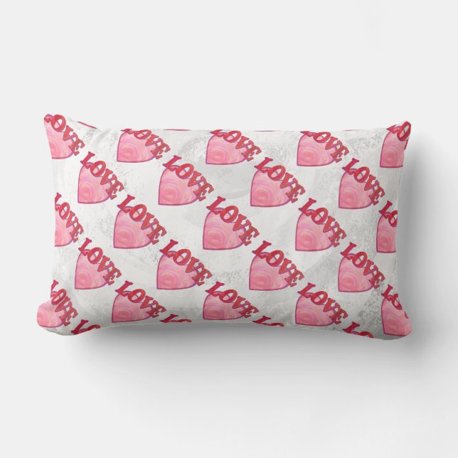 Pink Love Heart Pattern Lumbar Cushion (Front)