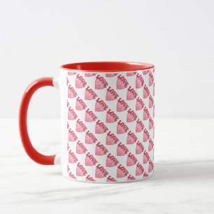 Pink Love Heart Pattern Mug
