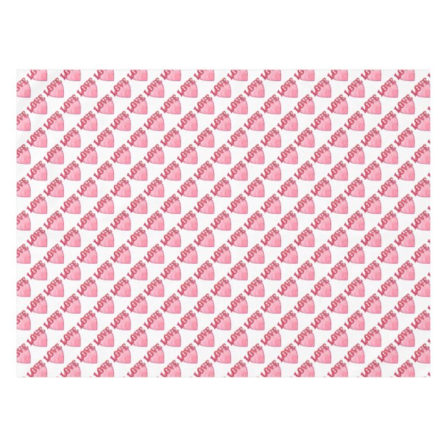 Pink Love Heart Pattern Tablecloth (Front (Horizontal))