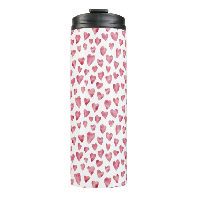 Pink Love Heart pattern Thermal Tumbler (Front)