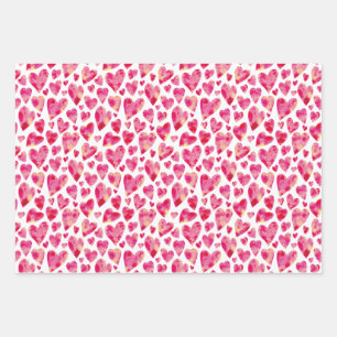 Pink Love Heart pattern Wrapping Paper Sheet
