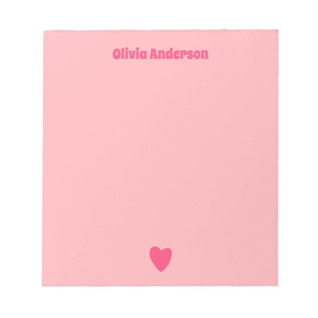  Pink Love Heart Personalised   Notepad (Front)