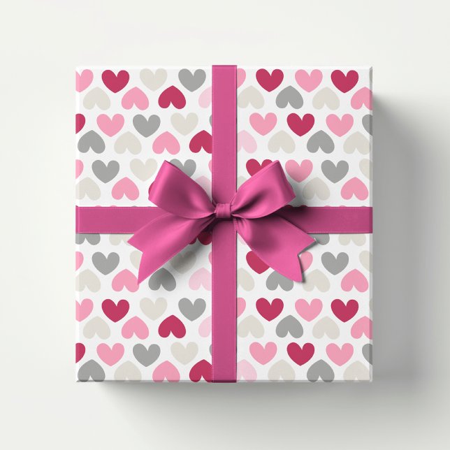 Pink Love Heart Romantic Modern Girly Wrapping Paper (Creator Uploaded)