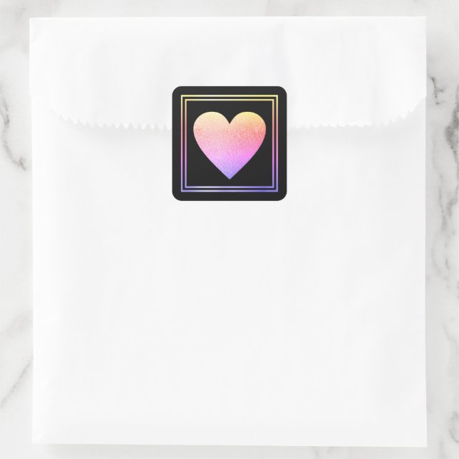 Pink love Heart romantic wedding  Square Sticker (Bag)