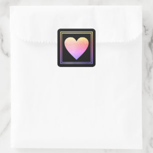 pink love heart romantic wedding  square sticker