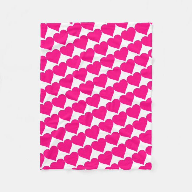 Pink Love Heart Shape Fleece Blanket (Front)