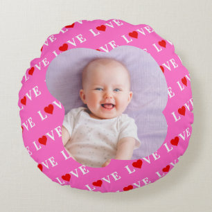 Pink LOVE Heart Stylish Round Cushion