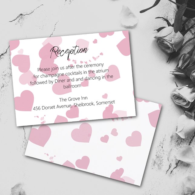 Pink Love heart Wedding Reception Card (Creator Uploaded)