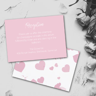 Pink Love heart Wedding Reception Card
