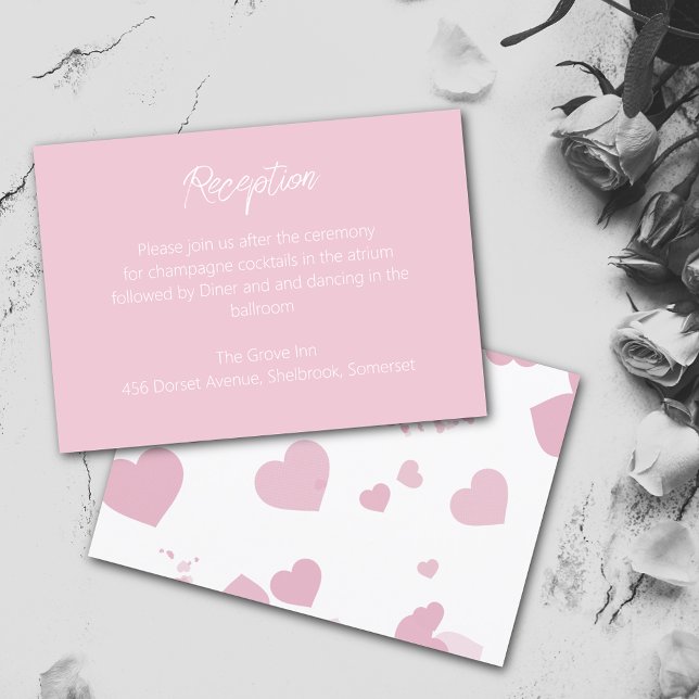 Pink Love heart Wedding Reception Card (Creator Uploaded)