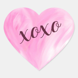 Pink Love Heart Xoxo Watercolor Painted Sticker