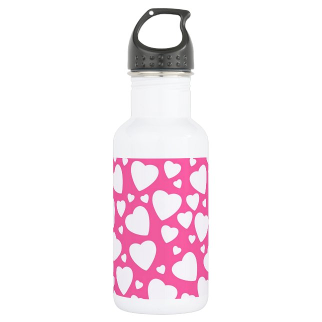 Pink Love Hearts 532 Ml Water Bottle (Front)