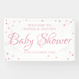 Pink Love Hearts Baby Shower / Sprinkle Welcome Banner