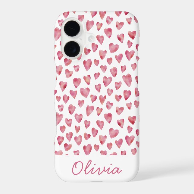 Pink Love Hearts pattern personalised name (Back)