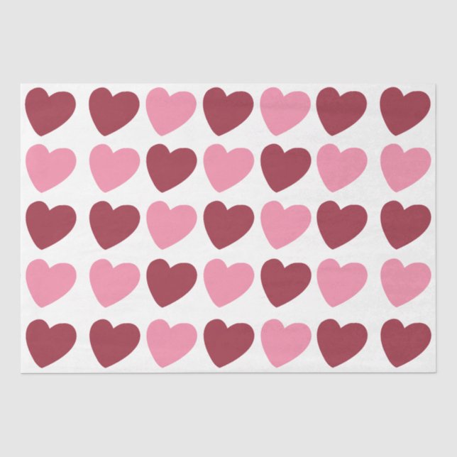 Pink Love Hearts Pattern Tissue Paper (Front)