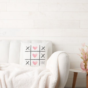 Pink Love Hearts Tic Tac Toe Cushion