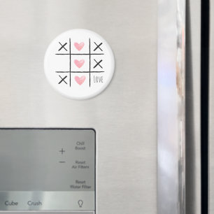 Pink Love Hearts Tic Tac Toe Magnet